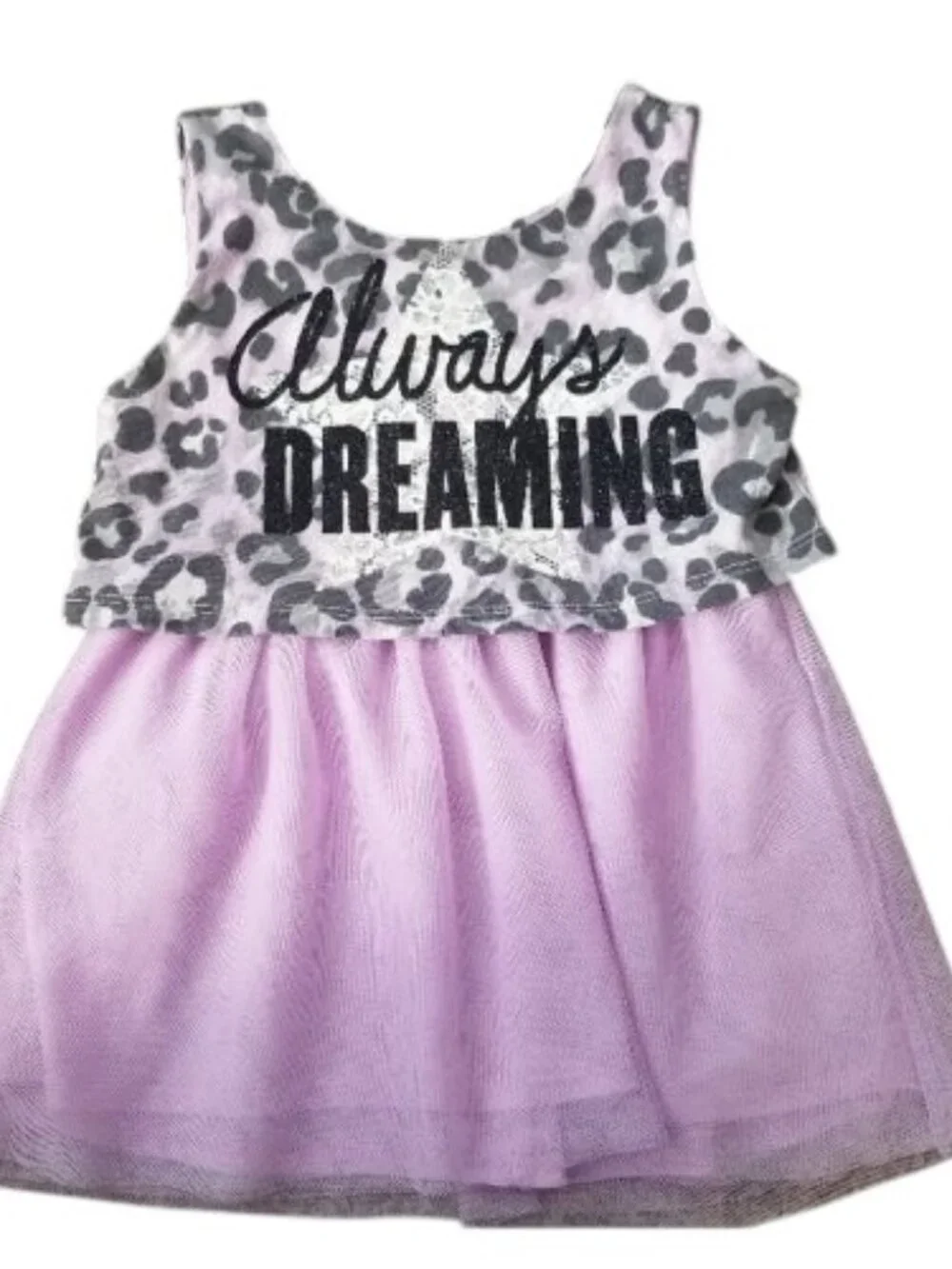 JUSTICE Purple Animal Print Tulle Overlay Sleeveless Tunic Top Girls Size 6